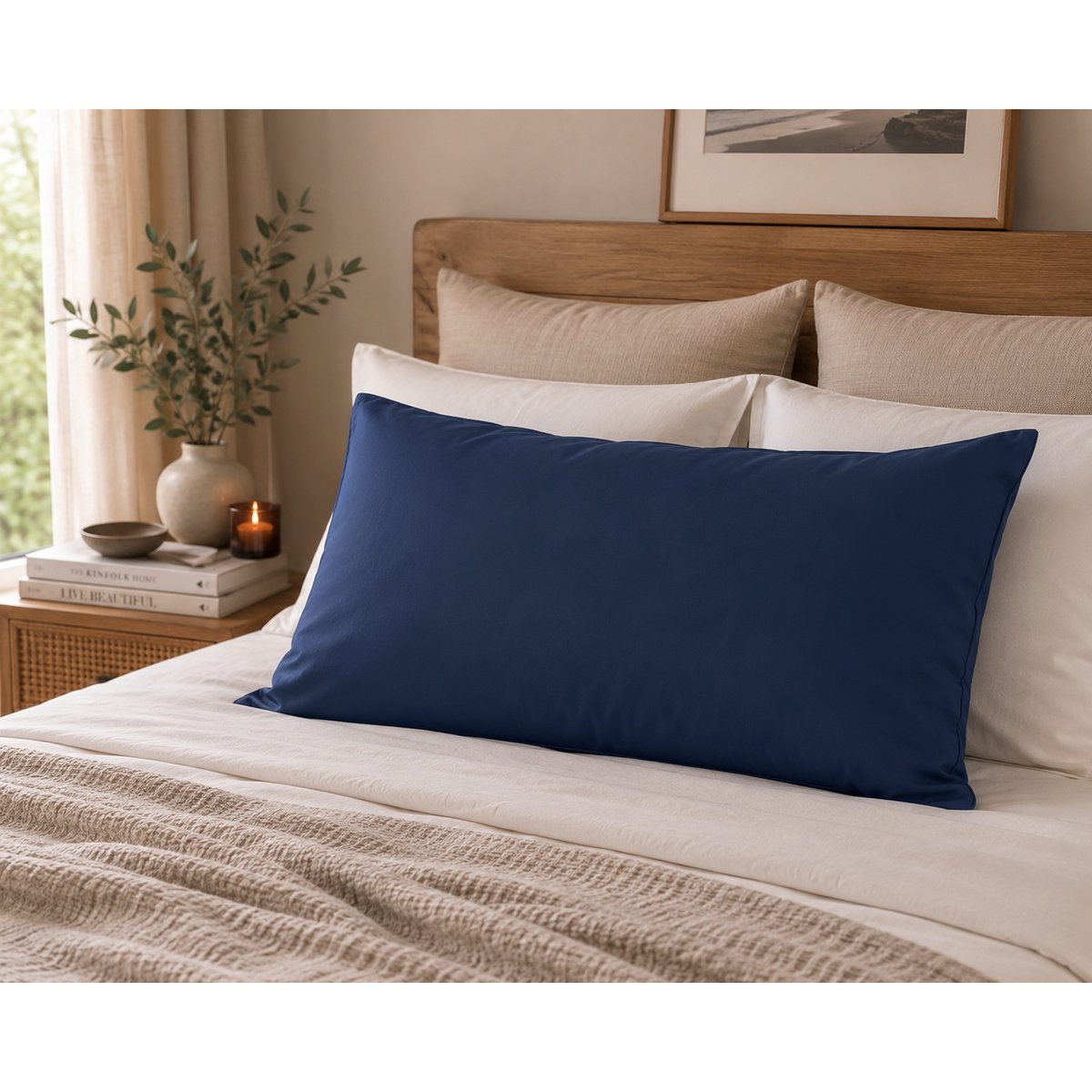 1 Taie d'oreiller coton uni Alice bleu, EDEN