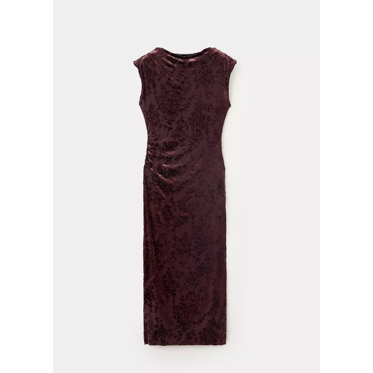 Robe drapée dévoré grenat, MANGO