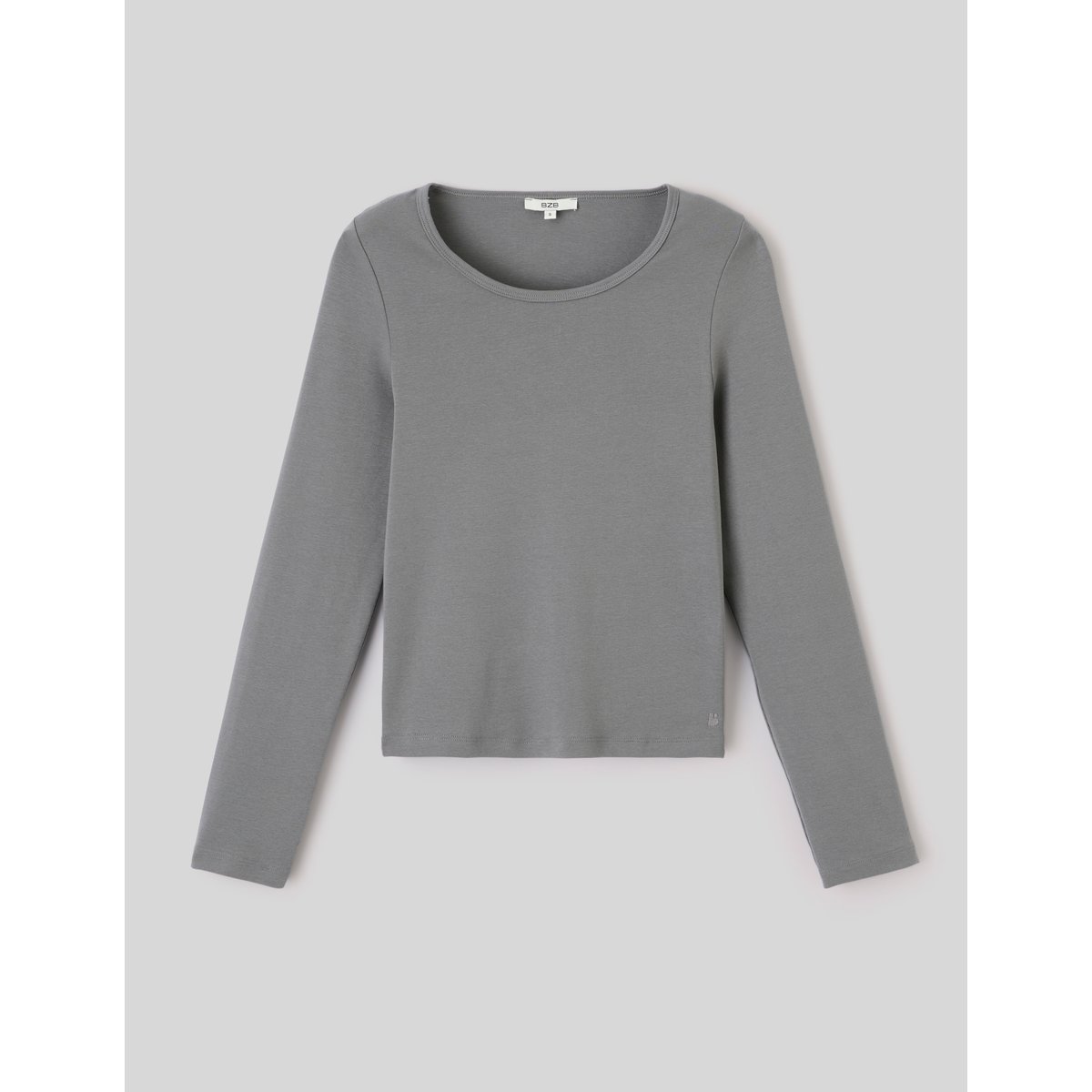 T-shirt manches longues côtelé gris, BZB
