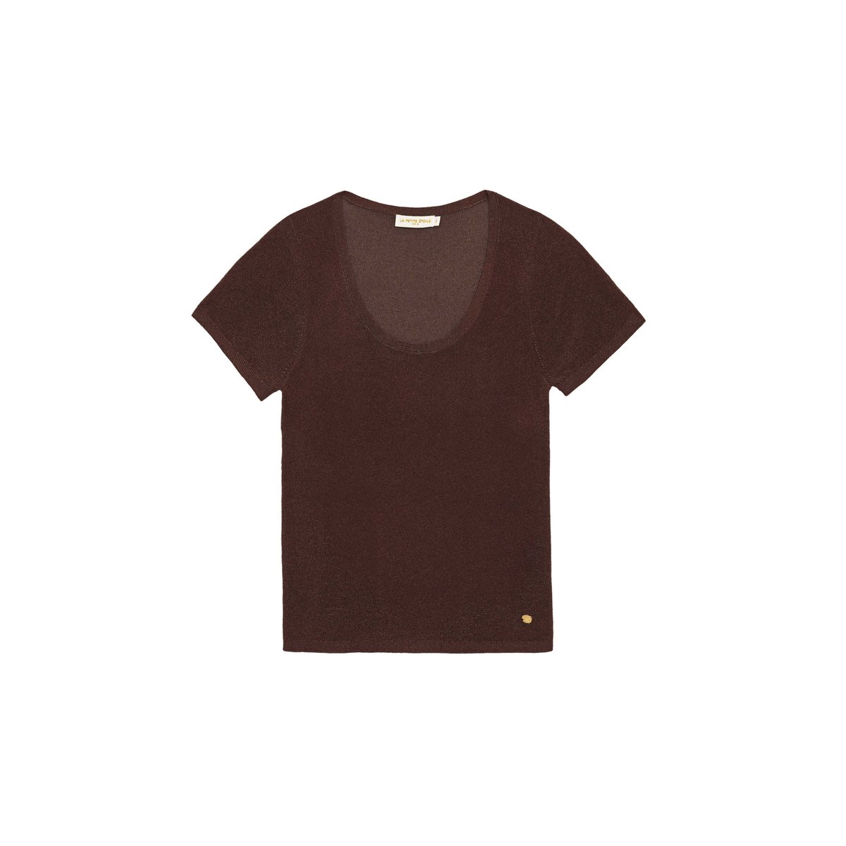T-shirt manches courtes col rond uni MISHAN 16-marron, LA PETITE ETOILE