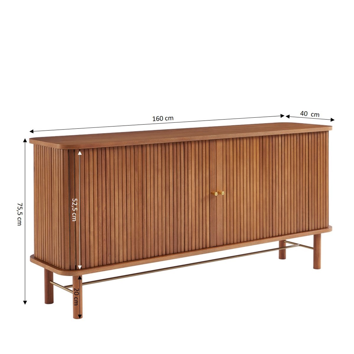 Buffet en frêne avec portes tambour ERNEST frêne foncé, SORELH