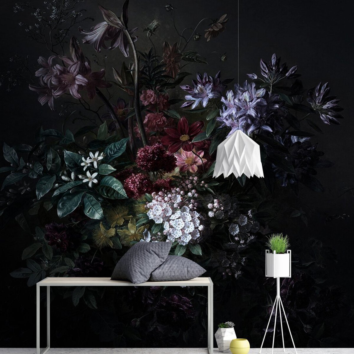 Vue panoramique d'une composition florale noir, HOME MAISON