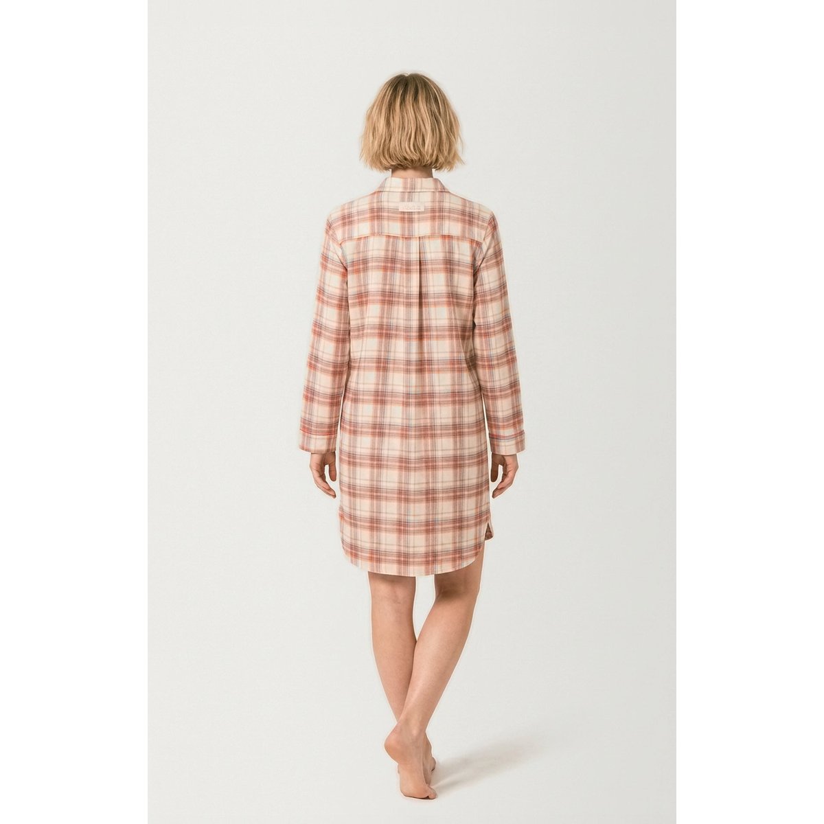 Chemise Grand-Père en flanelle de coton à carreaux Alix peche, ARTHUR
