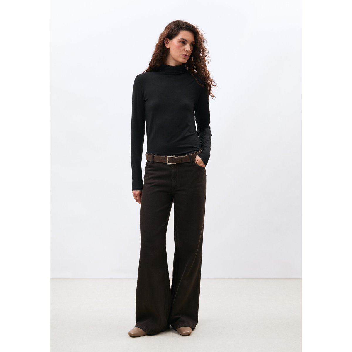 Jean droit taille haute chocolat, HUMILITY