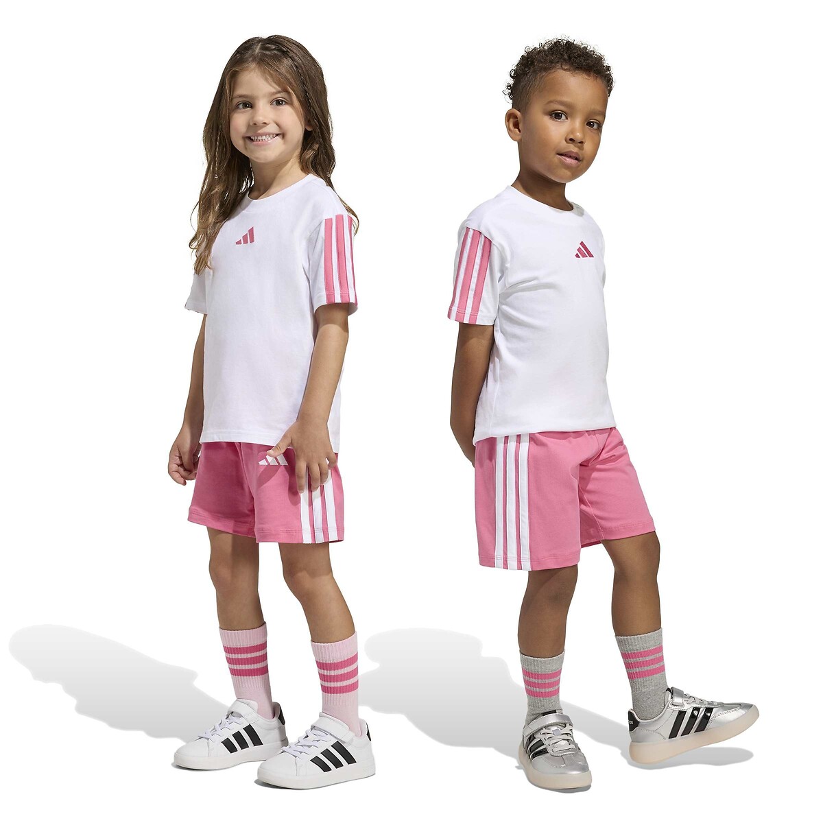 T-Shirt/Shorts Outfit white/pink, ADIDAS SPORTSWEAR