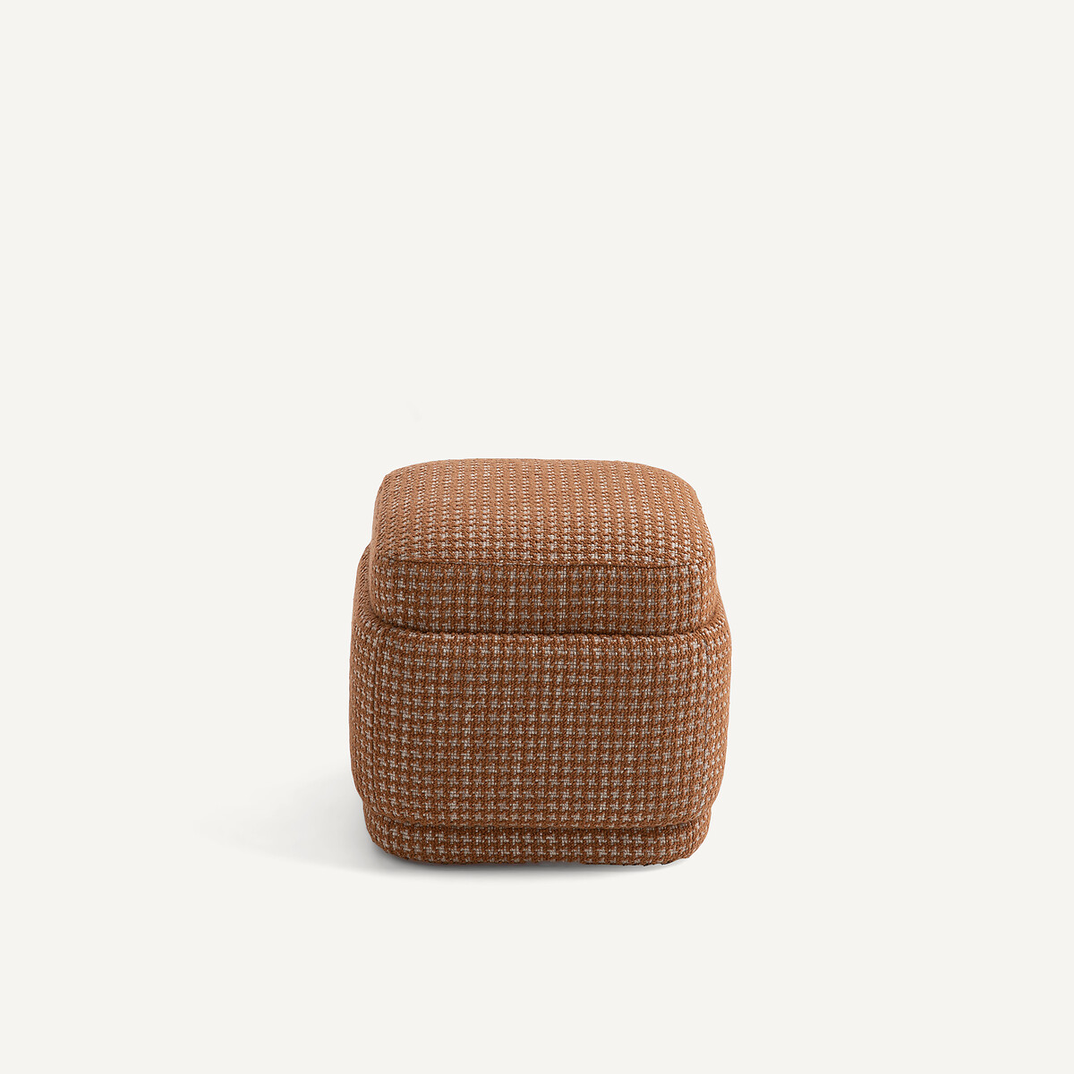 Pouf en jacquard pied de poule, CLEOPHEE noix de pécan, AM.PM
