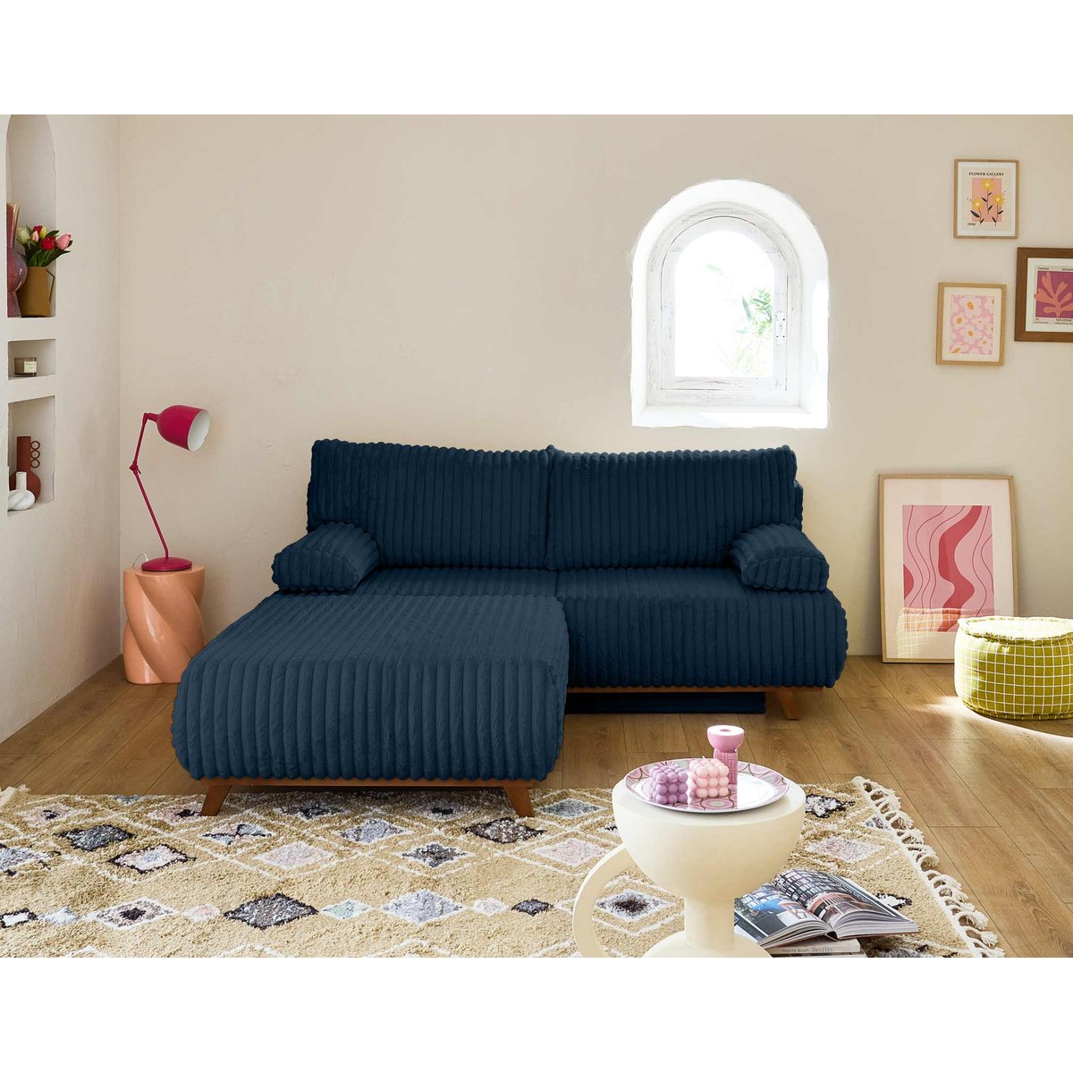 Canapé Convertible 4 places - CRISTAL bleu, BEST MOBILIER