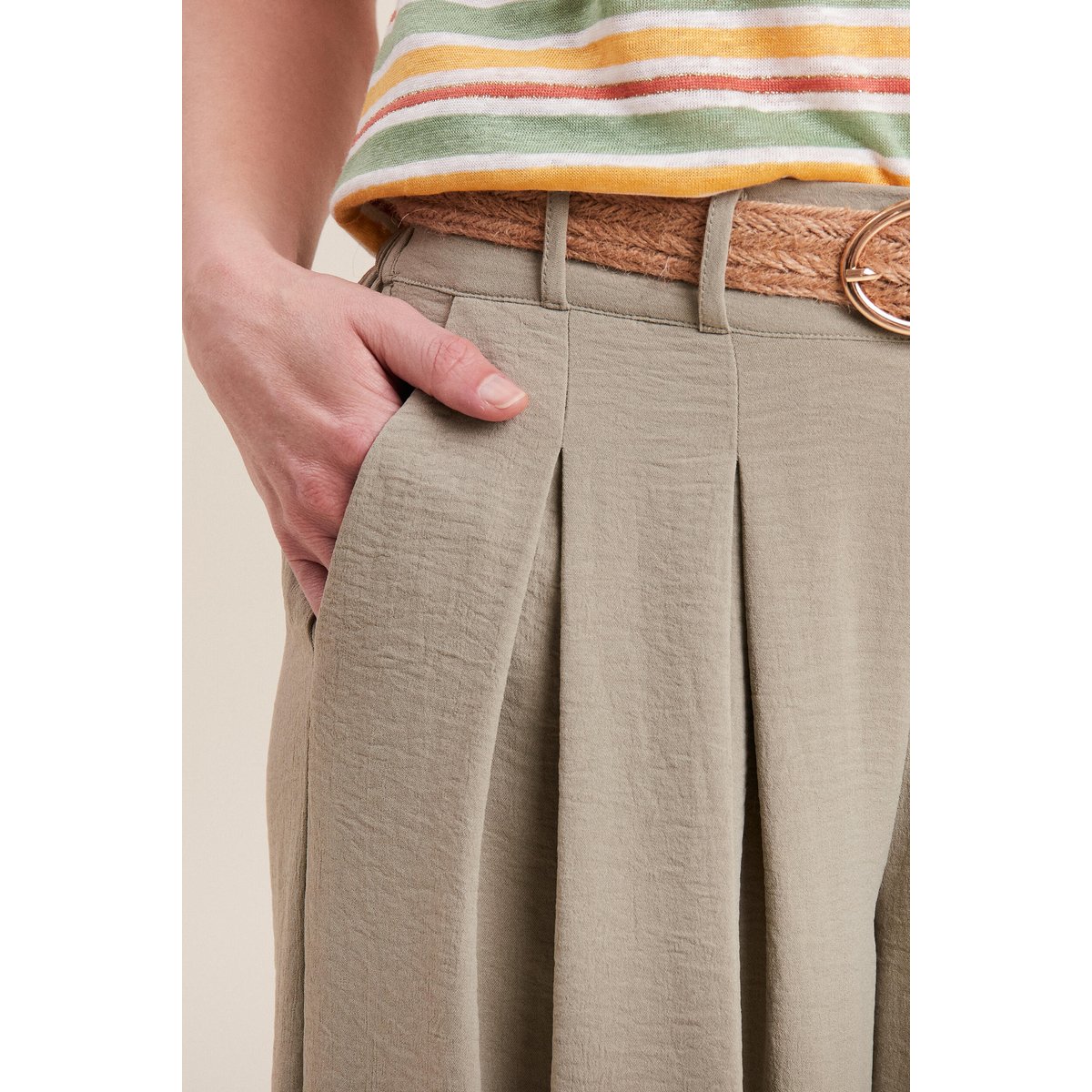 Pantalon jupe-culotte large vert clair, BREAL