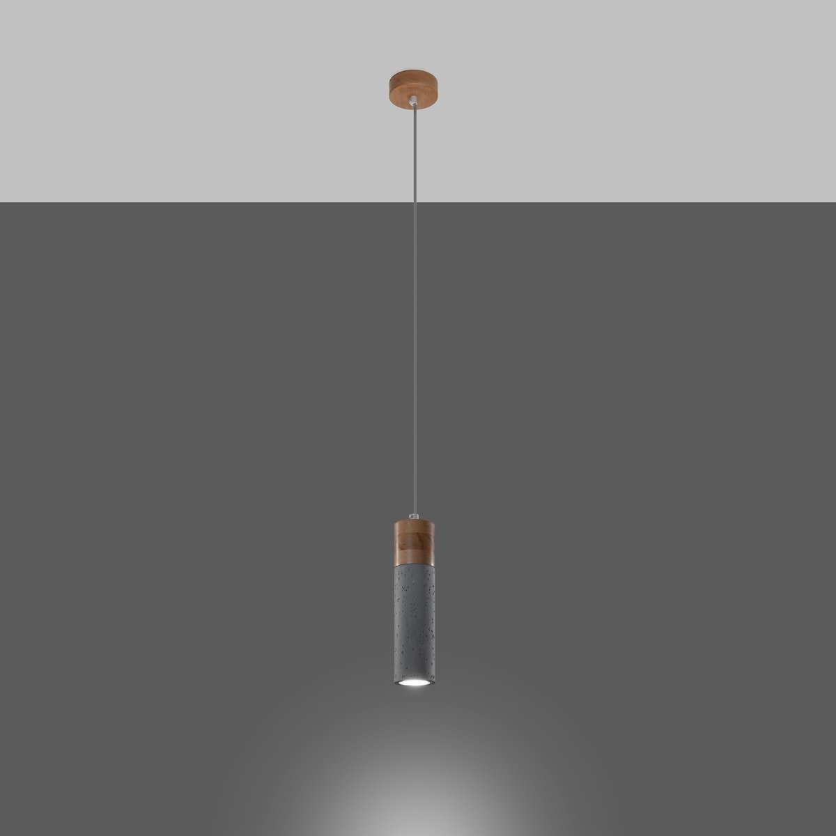Suspension Béton Gris/Bois Naturel GU10 1 Zane gris, EDEN