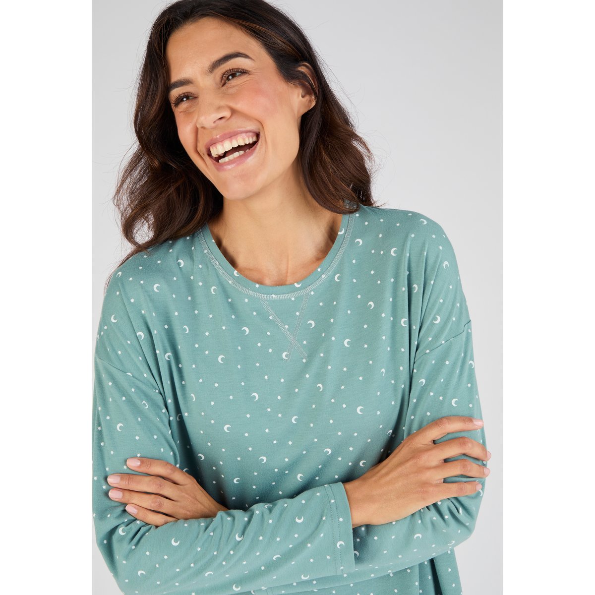 Chemise de nuit thermolactyl vert imp., DAMART