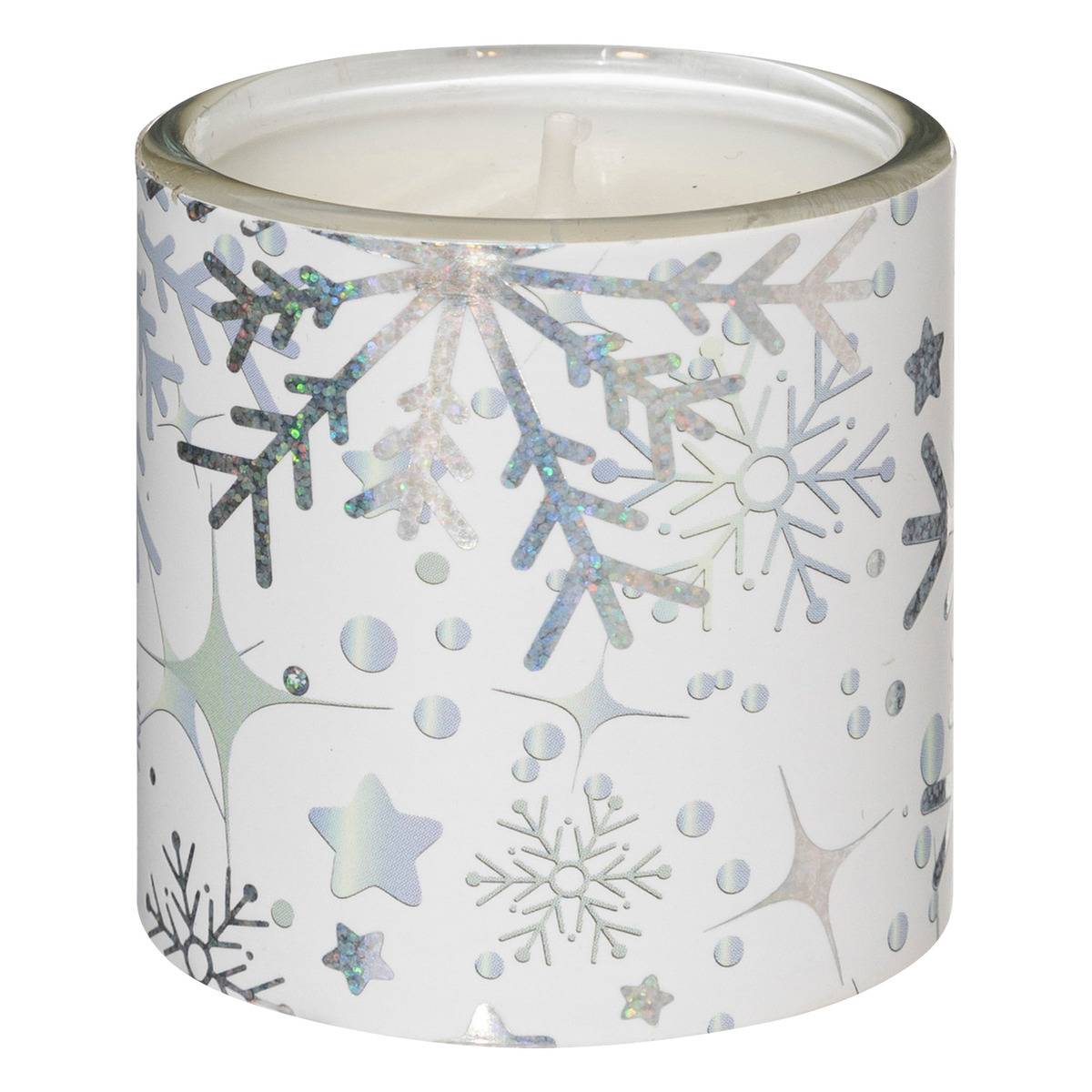 Bougie parfumée photophore imprimé blanc 45g x3 blanc, FEERIC LIGHTS & CHRISTMAS