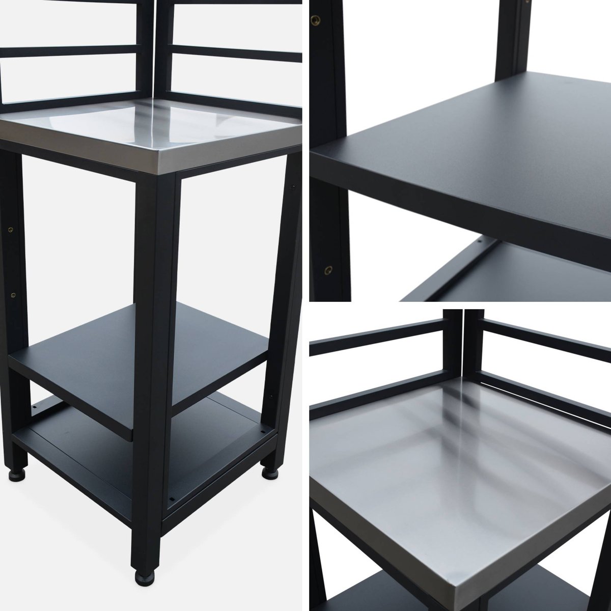 Module d'angle de cuisine extérieure acier 2 étagères L48,5 cm GRIMAUD noir, SWEEEK