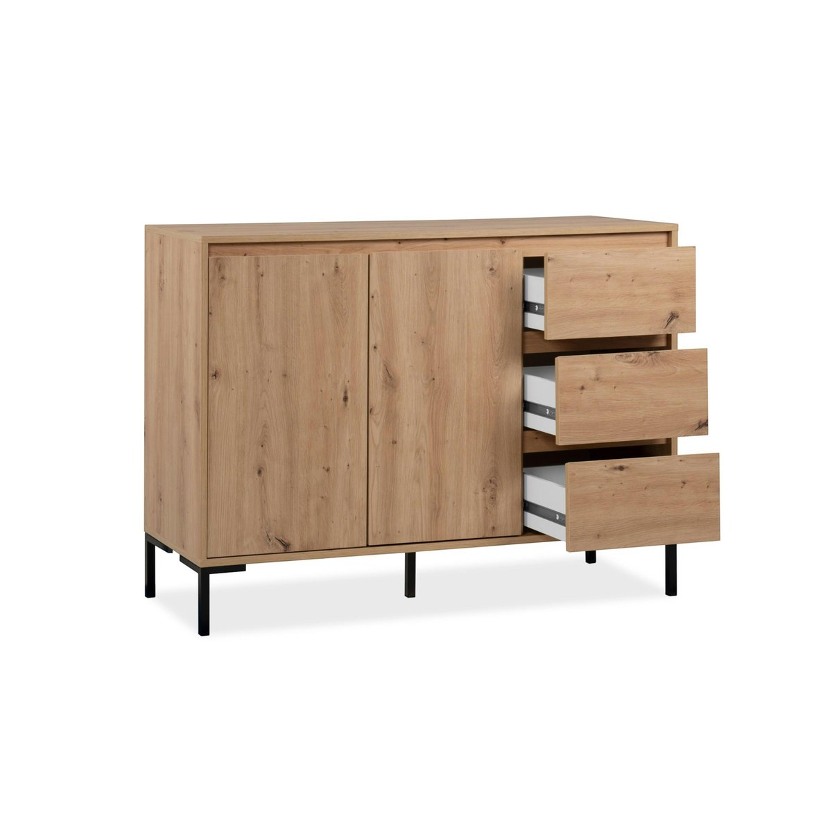 Buffet de salle à manger décor bois 2 portes 3 tiroirs KARVI bois naturel, PIER IMPORT