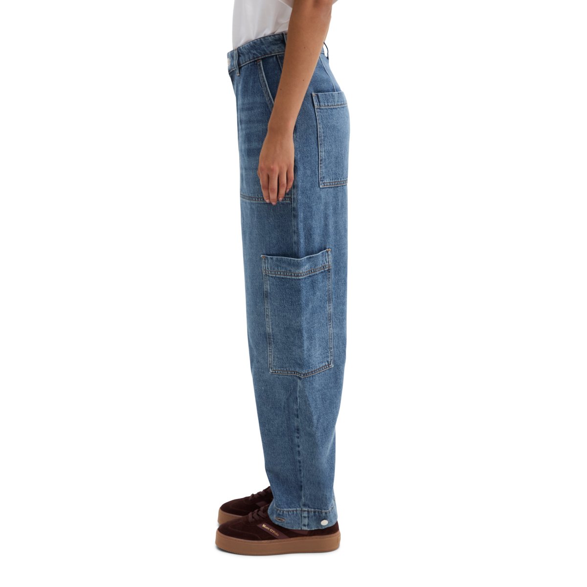 Jeans modèle Lara cargo barrel en mélange Lyocell-Organic-Cotton bleu, MARC O'POLO