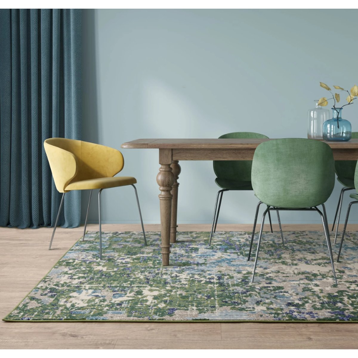 Tapis tissé plat moderne BOSCAGE vert, NOVATREND
