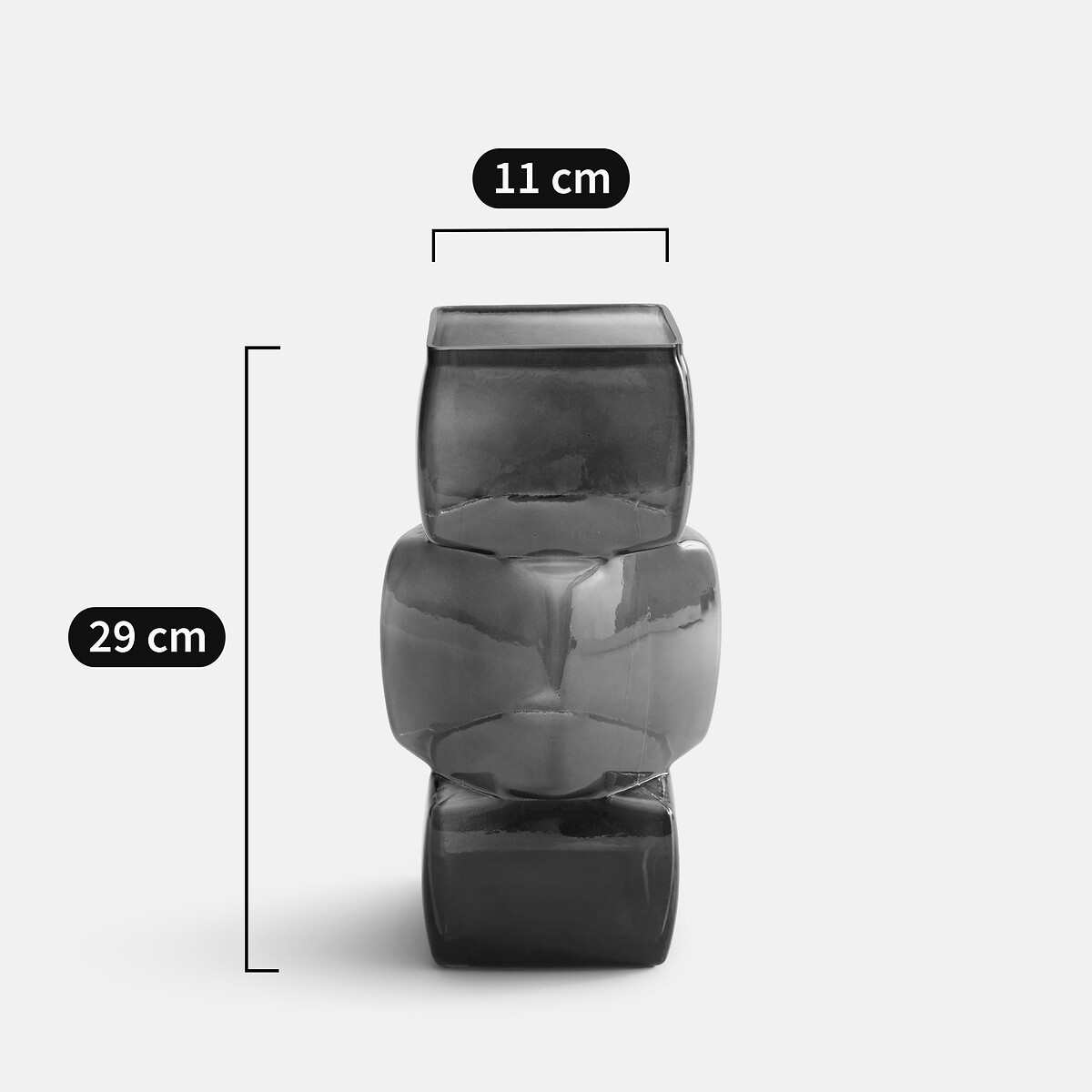 Vase en verre fumé coloré, hauteur 29 cm, CUBIA marron ambre, LA REDOUTE INTERIEURS