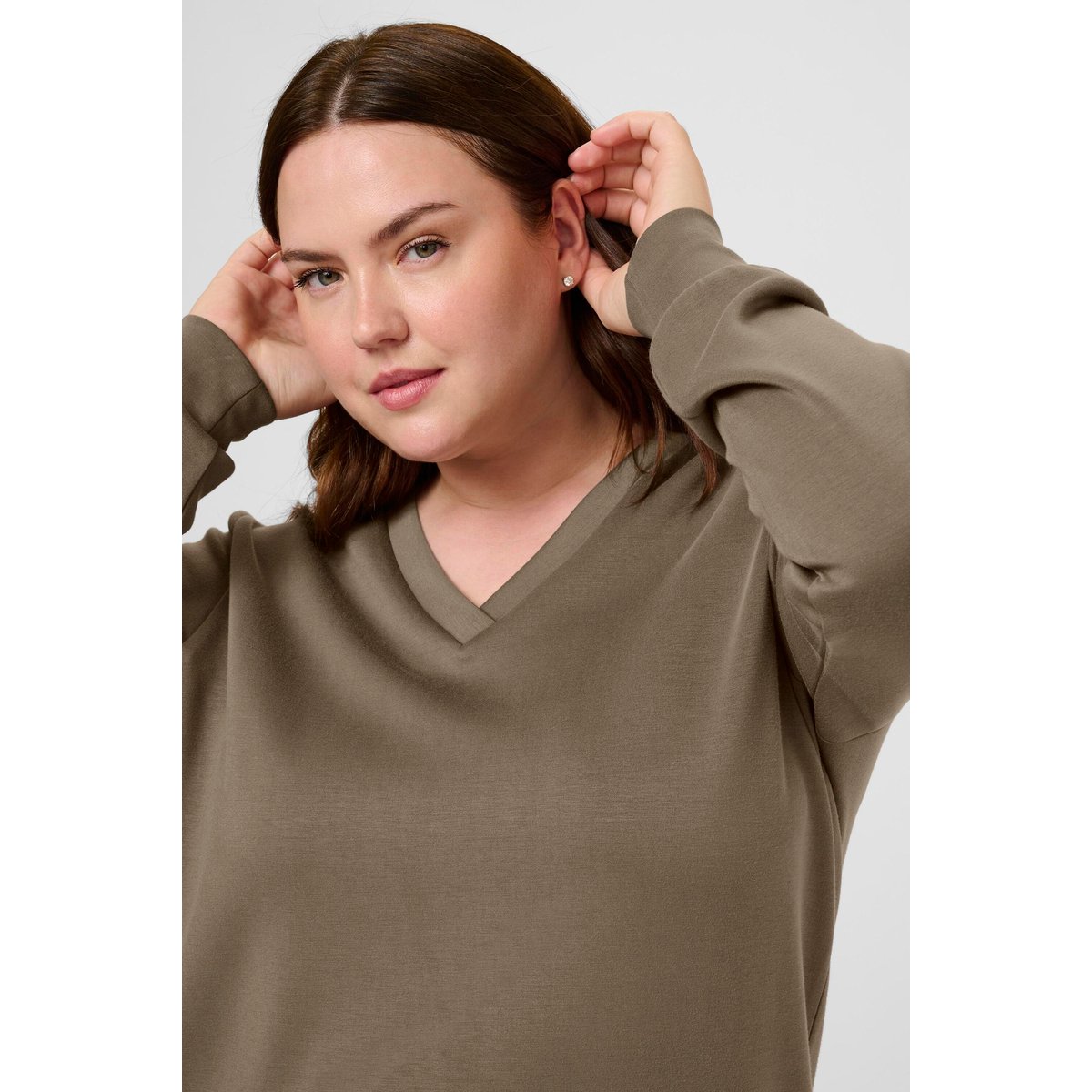 Sweatshirt marron morel, KAFFE CURVE