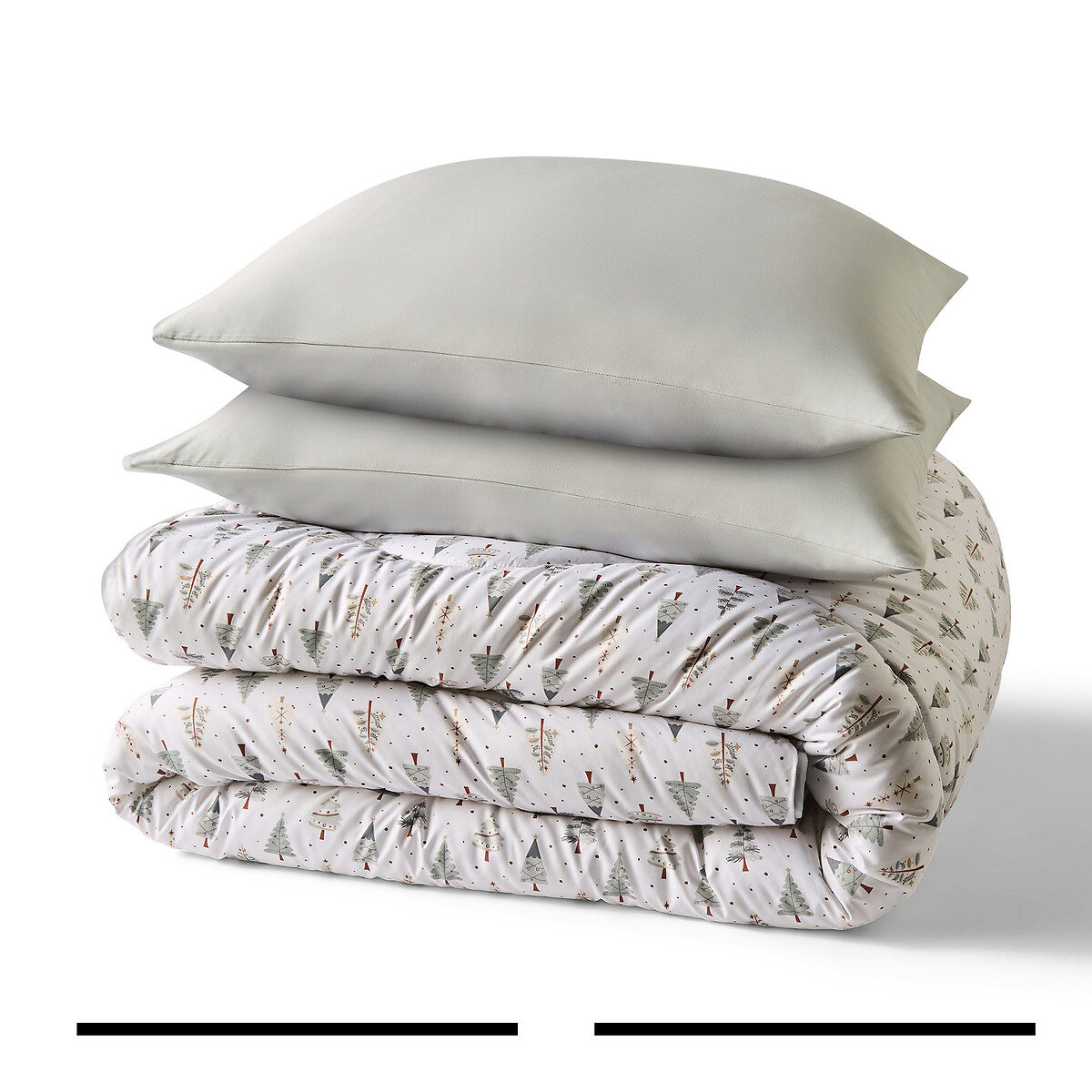 10.5 Tog Coverless Duvet And Pillowcase Set Christmas Trees white, NIGHT LARK