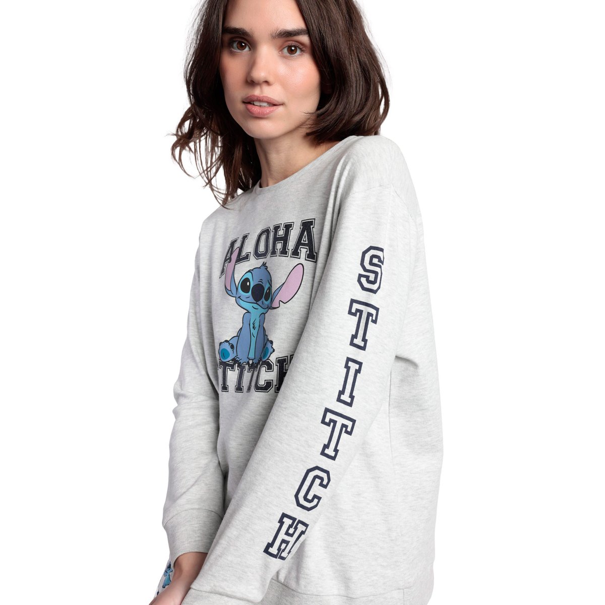 Pyjama pantalon top manches longues Aloha Stitch Disney gris, ADMAS