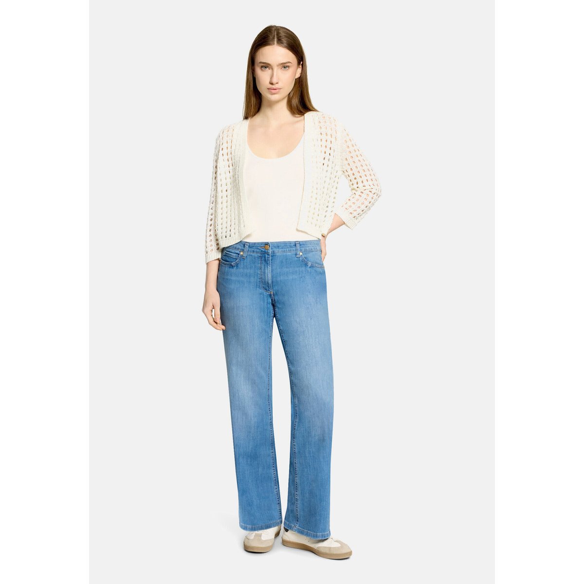 Cardigan en maille casual à teneur en fil fantaisie blanc, BETTY BARCLAY