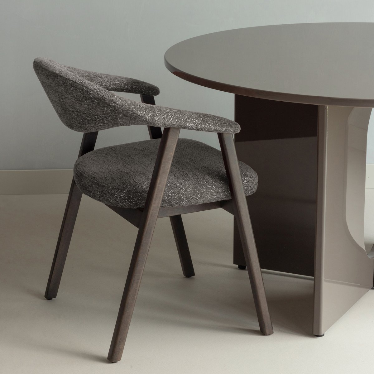 Lot de 2 chaises de salle à manger en tissu tissé AVAR gris, WOOOD
