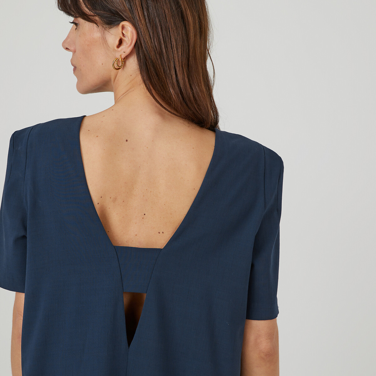 Crew Neck Mini Dress navy blue, LA REDOUTE COLLECTIONS