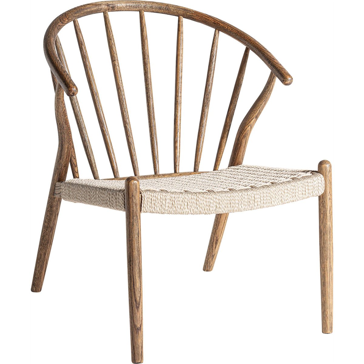 Fauteuil bohème en chêne et rotin tressé chêne marron finition mate, RECOLLECTION