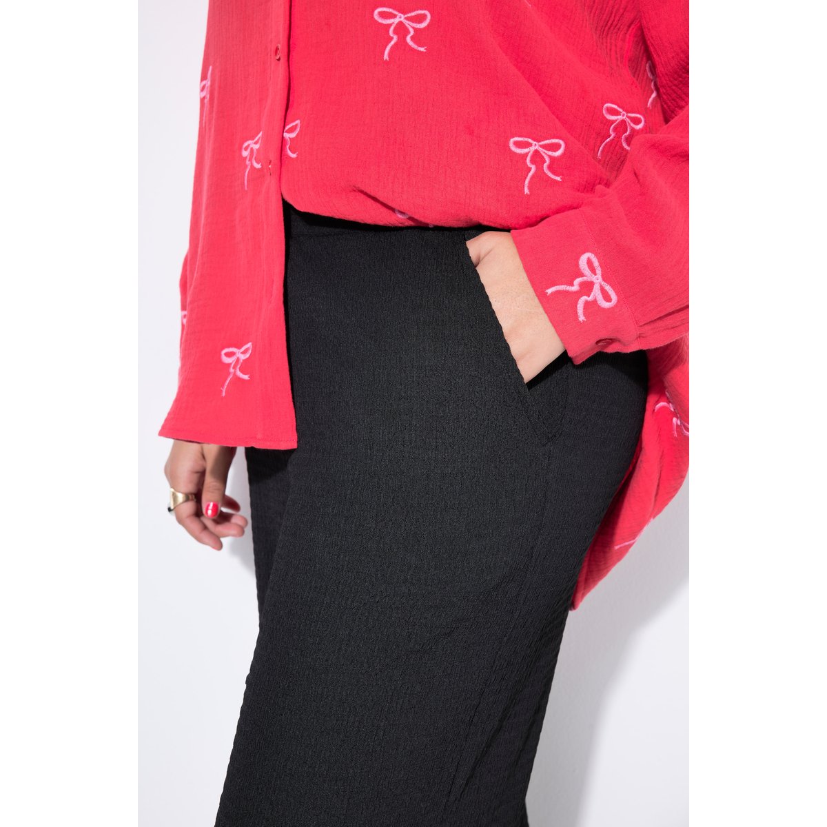 Pantalon large à taille élastique noir, STUDIO UNTOLD