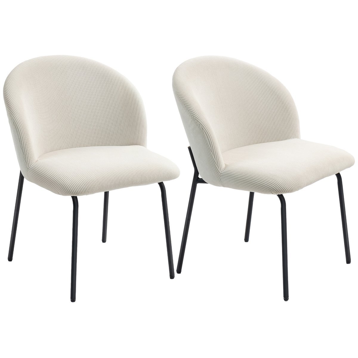 Chaise de salle à manger Velours côtelé (70 % crème, HOMCOM