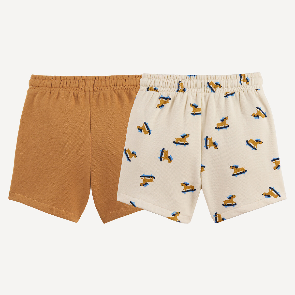 Lot de 2 shorts en molleton marron + beige, LA REDOUTE COLLECTIONS