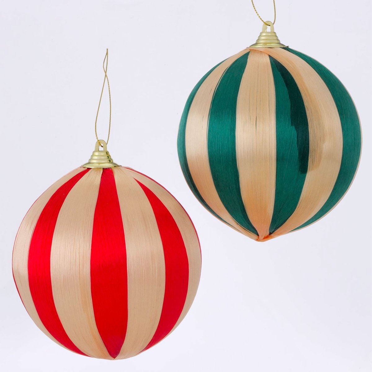 Set de 2 boules de Noël vert, rouge et doré 12cm doré, WADIGA