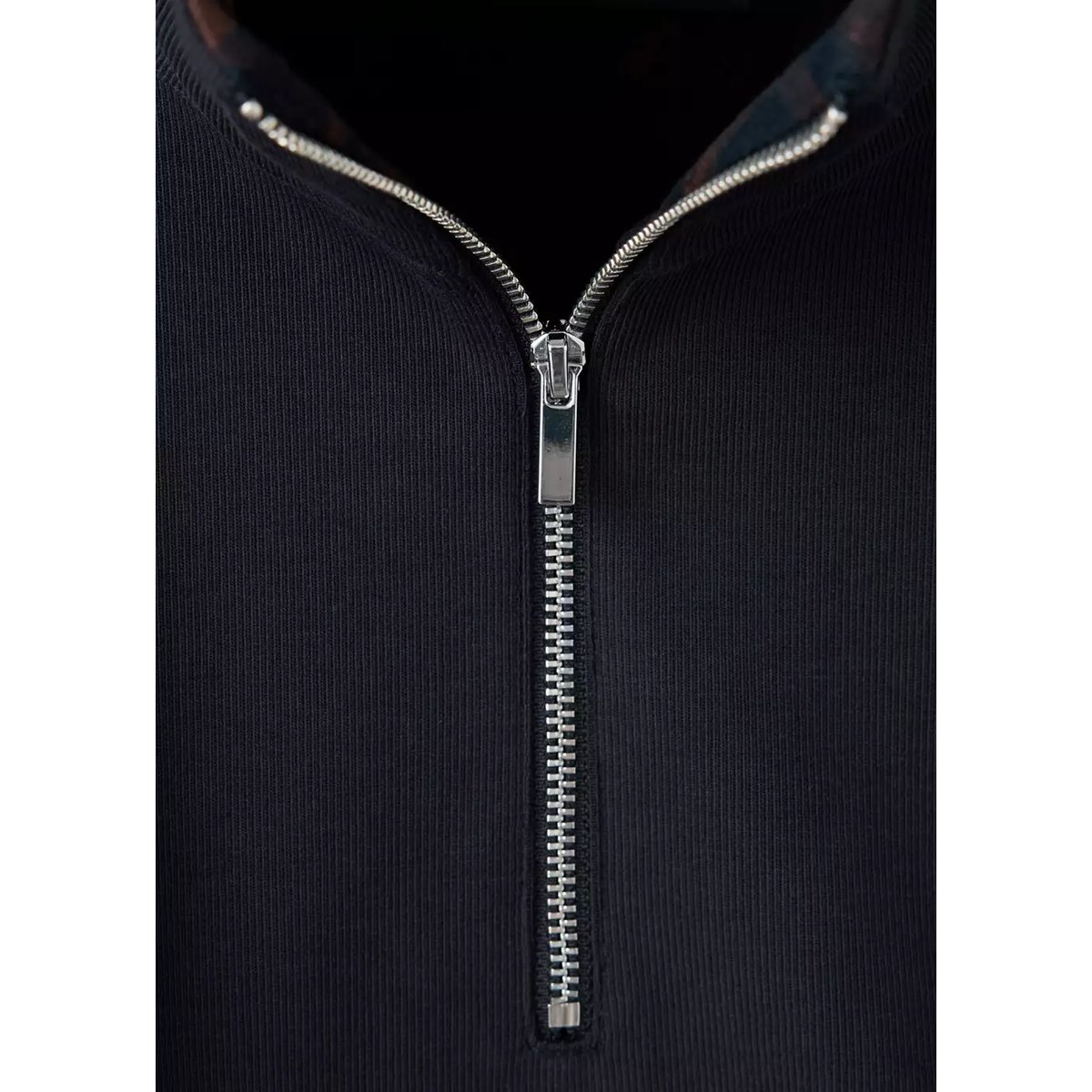 Sweat-shirt col montant zippé bleu marine, MANGO