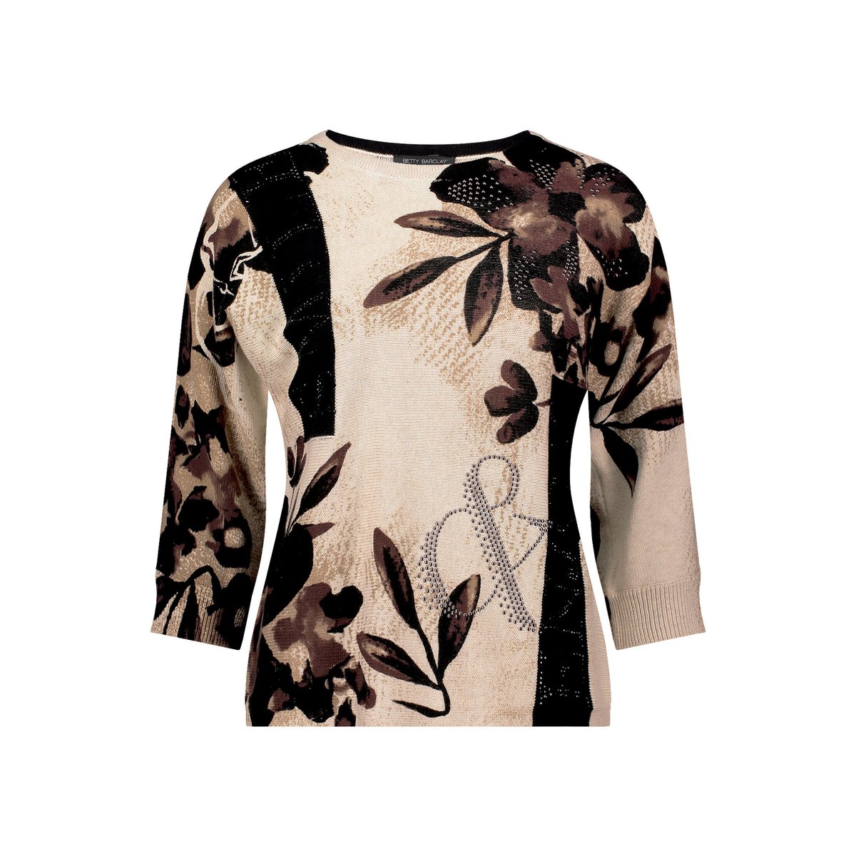 Pull-over en maille à manches chauve-souris beige/marron, BETTY BARCLAY