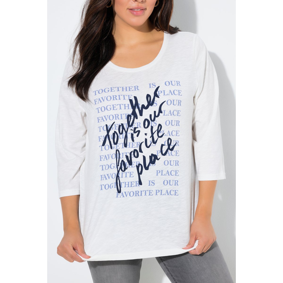 T-shirt message fantaisie blanc cassé, ULLA POPKEN
