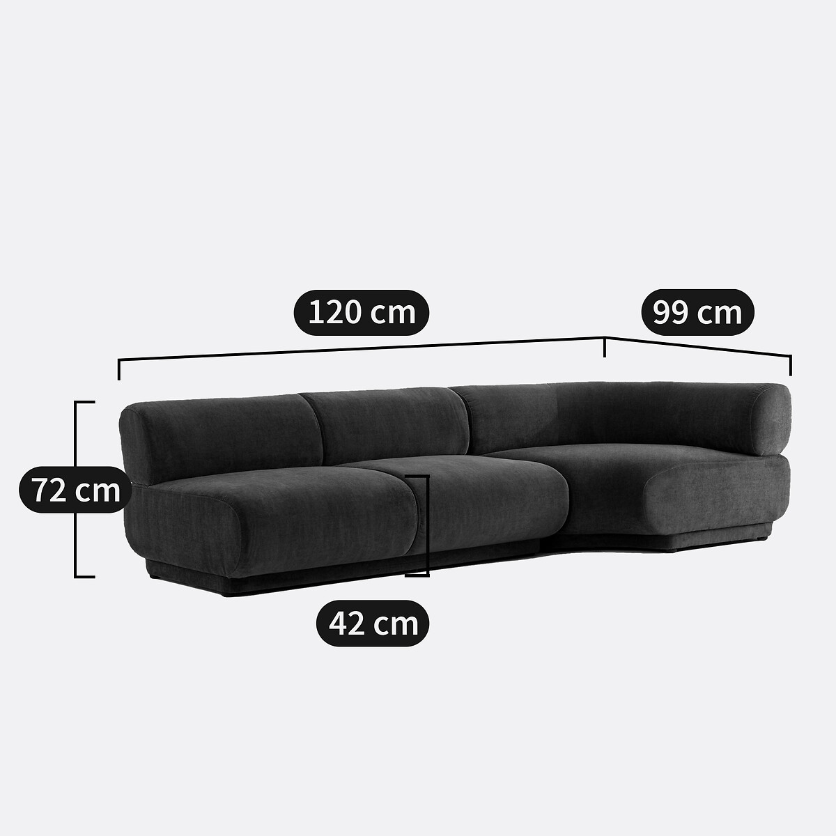 Angle modulable velours texturé, Teide ecru, LA REDOUTE INTERIEURS
