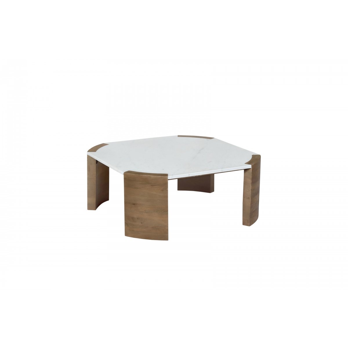 Table basse carrée en marbre, TORVI blanc, BOBOCHIC