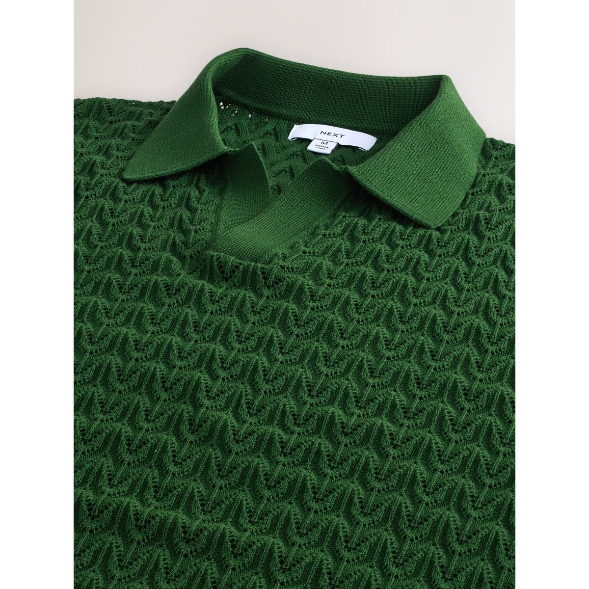 Polo standard pointelle de coton à col trophy tennis green, NEXT