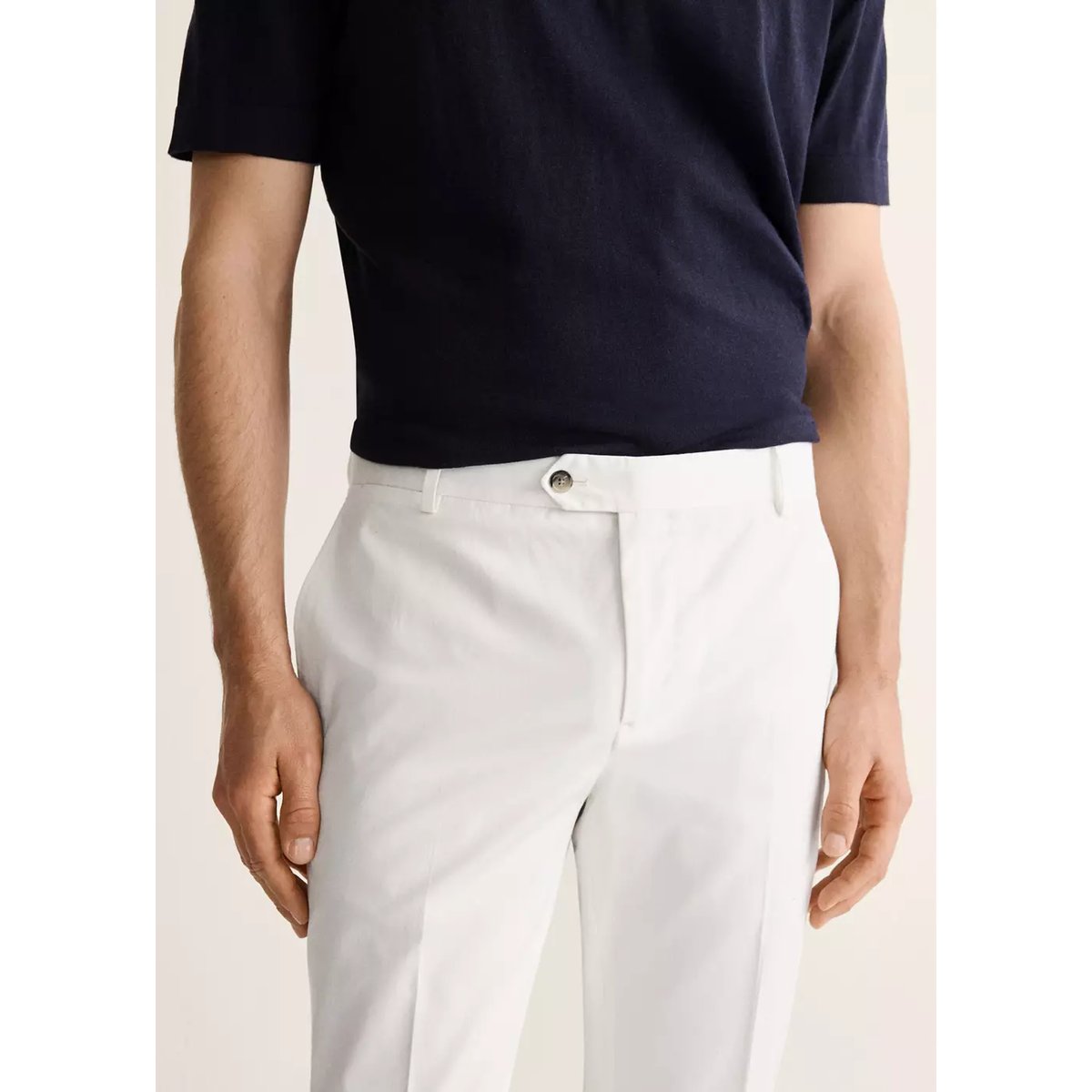 Pantalon slim-fit coton blanc cassé, MANGO MAN
