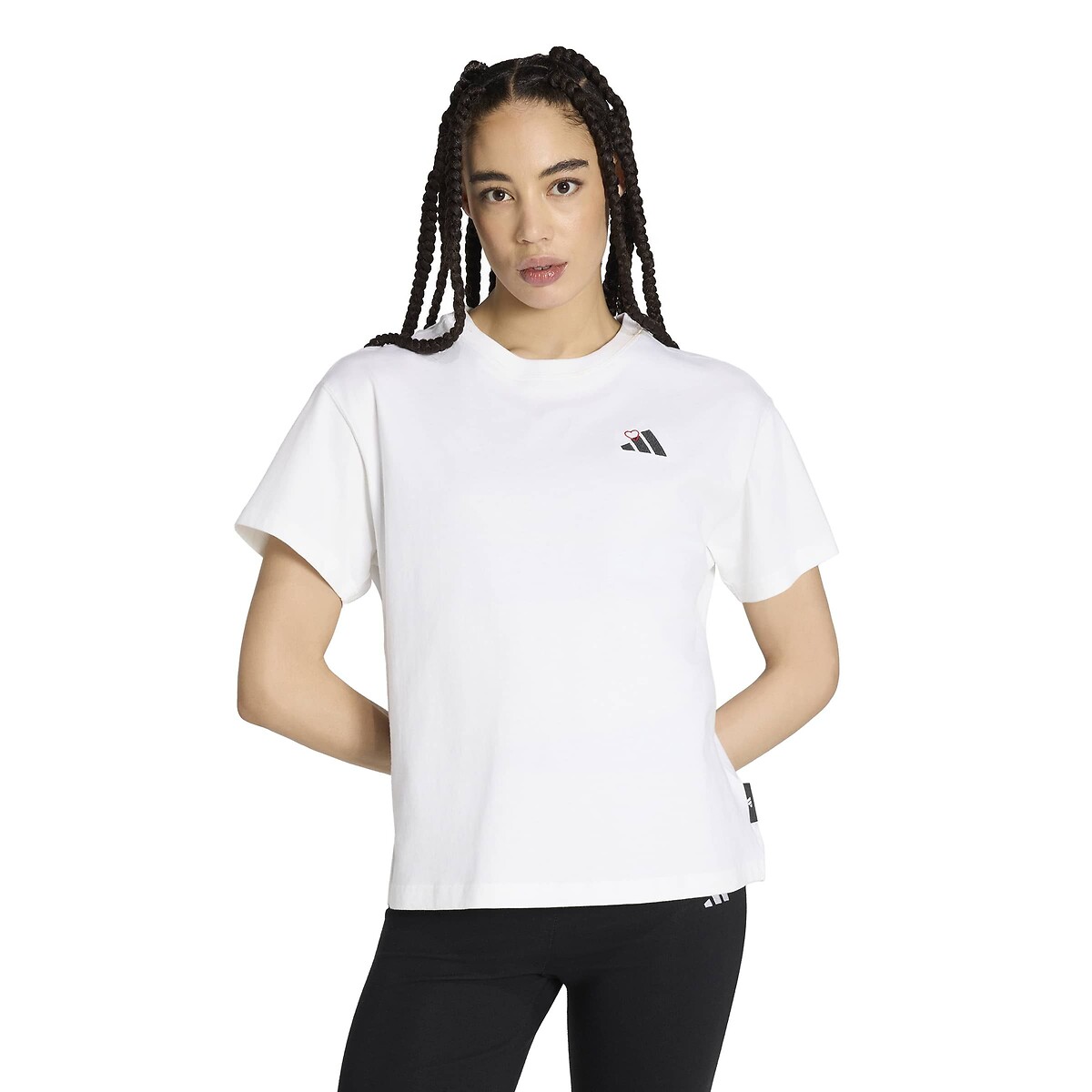 T-shirt de manga curta com estampado de coração branco, ADIDAS SPORTSWEAR