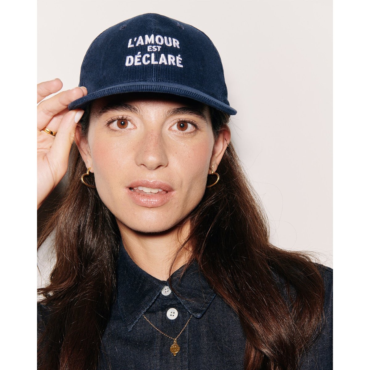 Casquette en velours, L'AMOUR EST DÉCLARÉ bleu - bleu - bleu nuit, EMOI EMOI