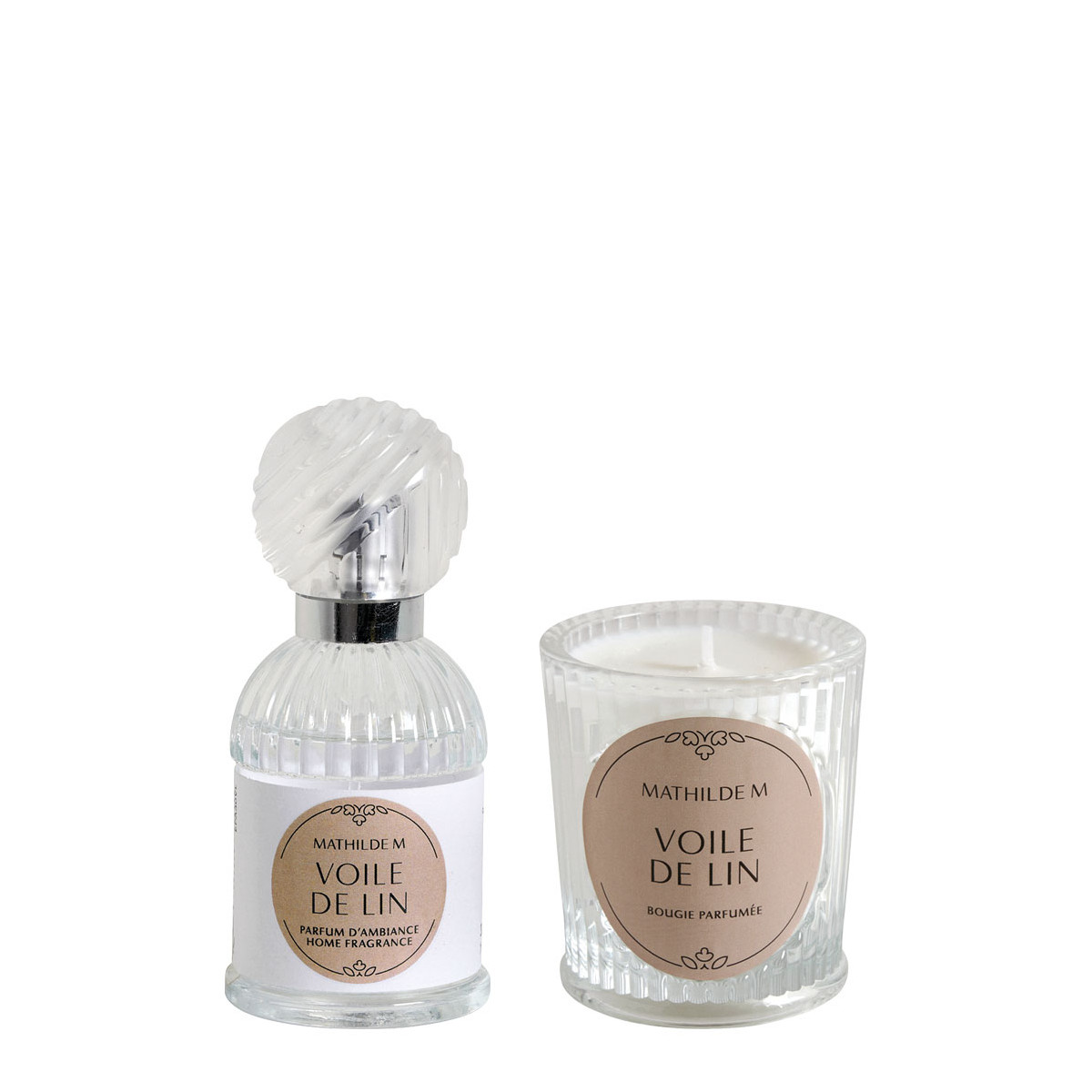 Coffret parfum et bougie Voile de Lin TRÉSOR DE FLEURS rose, MATHILDE M