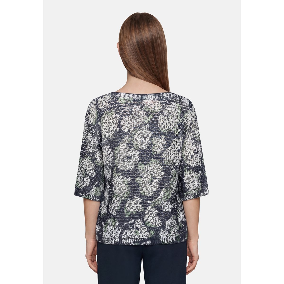 Pull-over en maille à imprimé dark blue/beige, BETTY BARCLAY