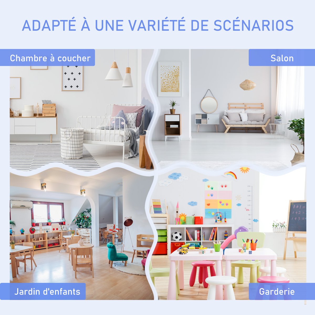 Ensemble table et chaises pour enfants MDF gris, HOMCOM
