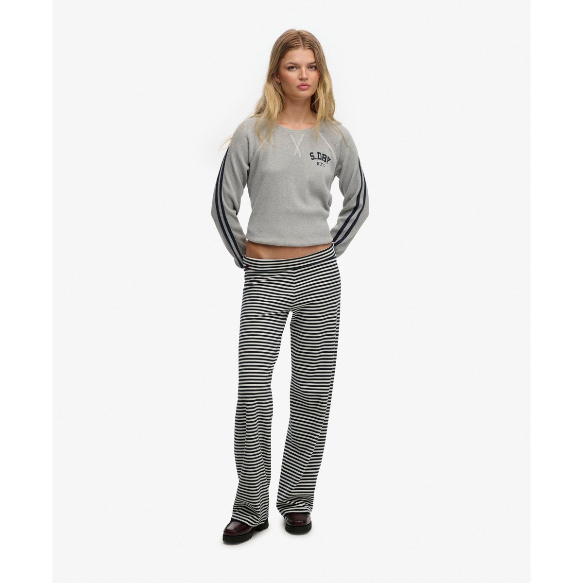 Joggers Athletic Essentials à Ceinture Repliable rayé bleu marine éclipse, SUPERDRY