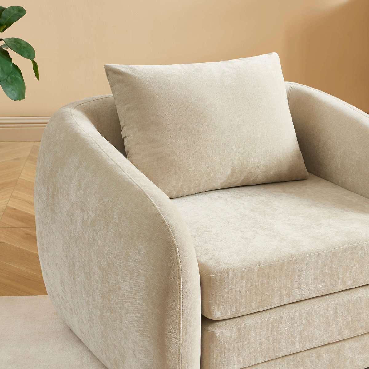 Fauteuil déplimousse tissu chenille PAZ beige, BAÏTA
