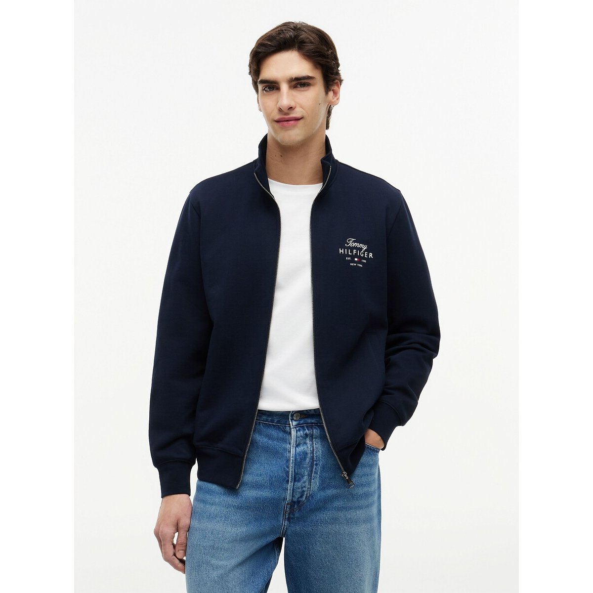 Sweat zippé bleu marine, TOMMY HILFIGER