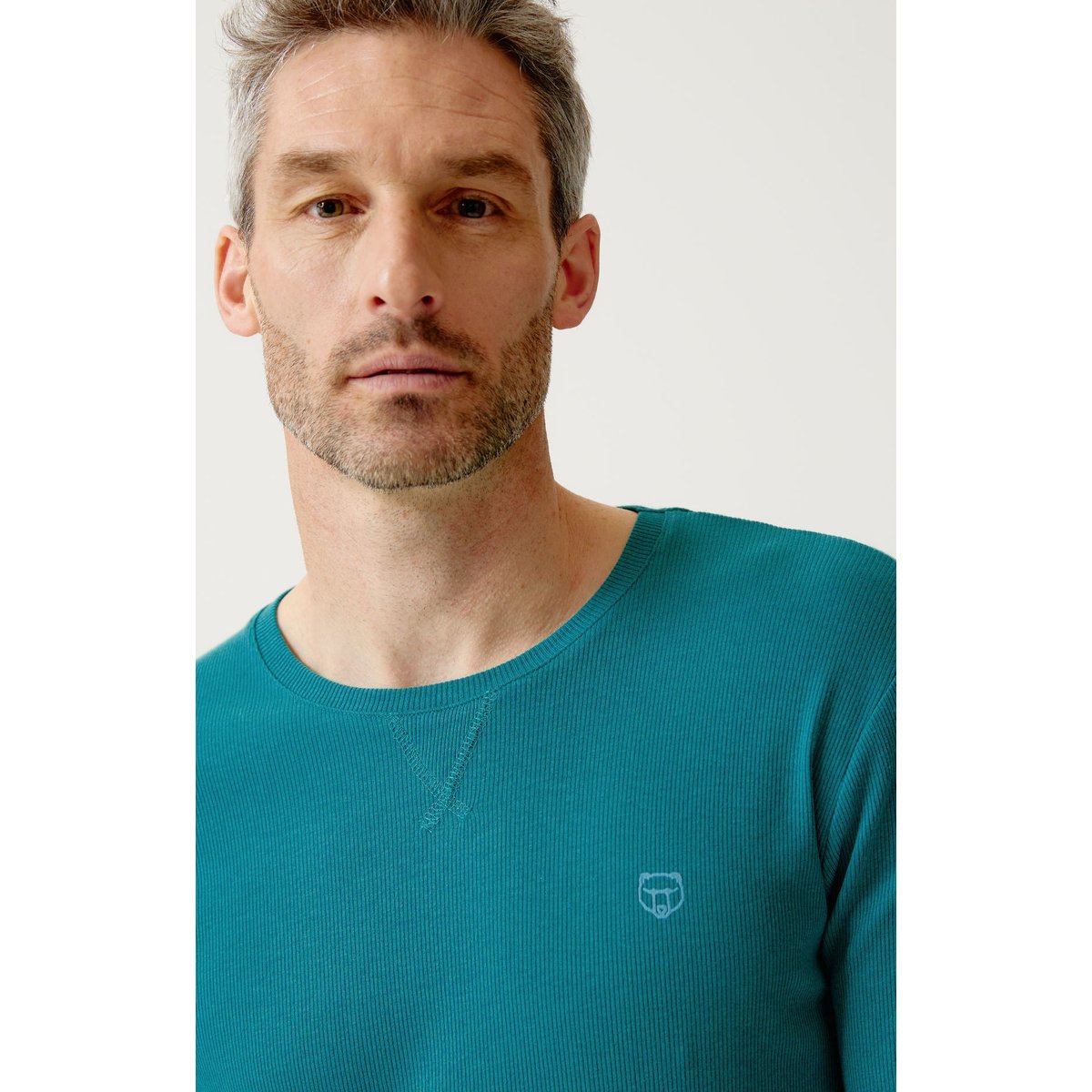 Tee-shirt manches longues en jersey de coton et modal couleur unie Sapin vert, ARTHUR