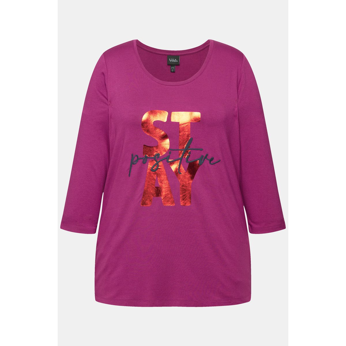 T-shirt col rond et manches 3/4 baie, ULLA POPKEN