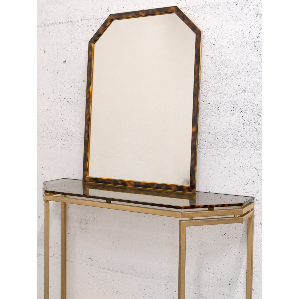 Console coiffeuse avec miroir imitation écaille de tortue Louise N°318 - Bon état miroir, DEBONGOUT