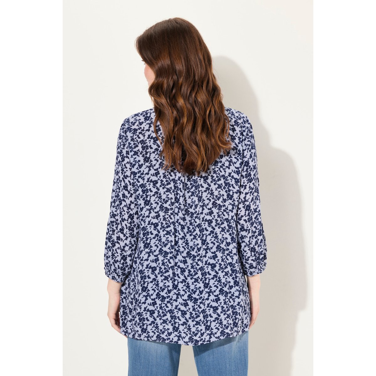 Chemisier smocké gris bleu, ULLA POPKEN